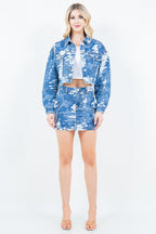 American Bazi Jacquard Trim Cargo Mini Skirt