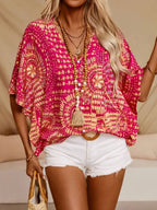 Printed V-Neck Half Sleeve Top - Stylish & Comfortable