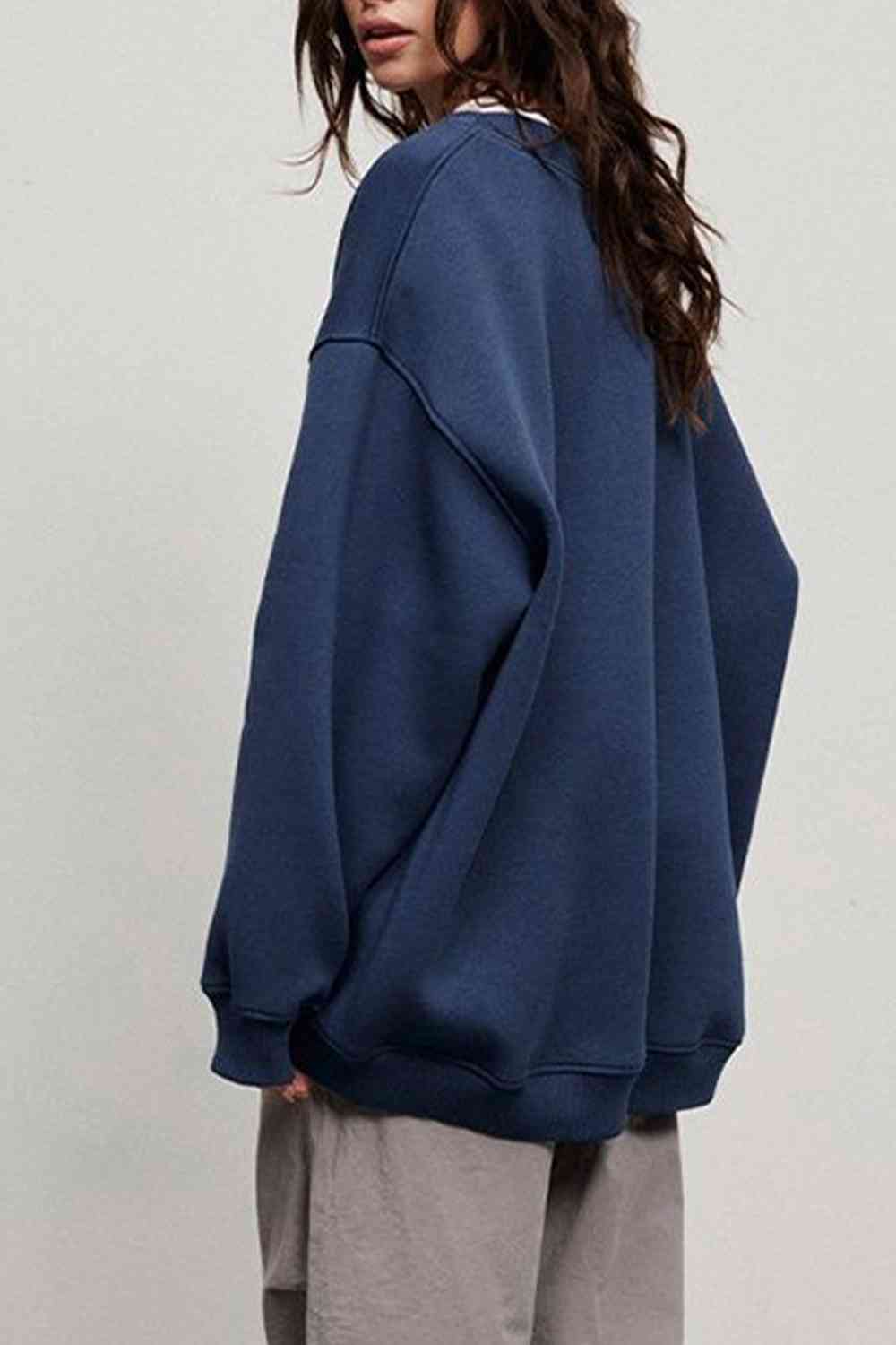 Oversized Round Neck Dropped Shoulder Sweatshirt