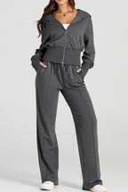Two-Piece Zip-Up Hoodie and Jogger Pants Activewear Set