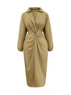 Plus-Size Twist-Front Slit Midi Dress