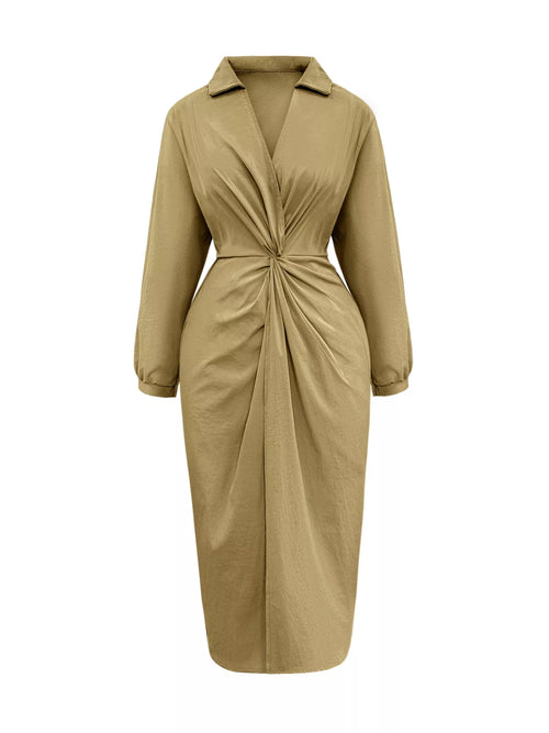 Plus-Size Twist-Front Slit Midi Dress