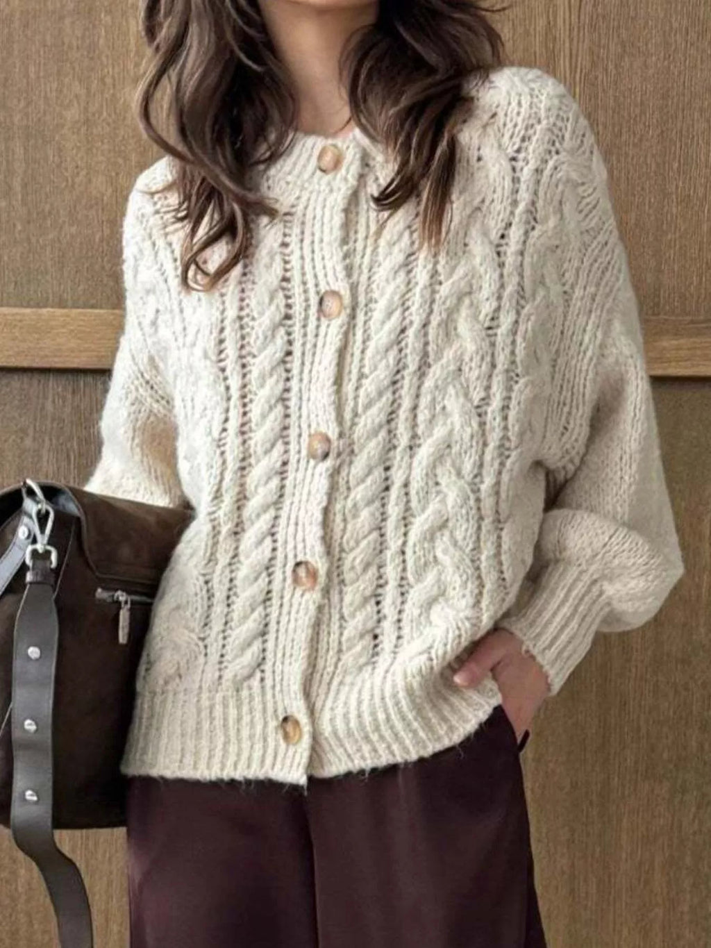 Cozy Cable Knit Button-Front Cardigan Sweater
