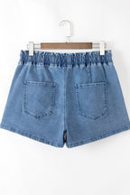 High-Waist Drawstring Denim Shorts - Casual & Chic