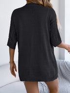 Openwork Open Front Half Sleeve Cardigan – Elegant & Lightweight