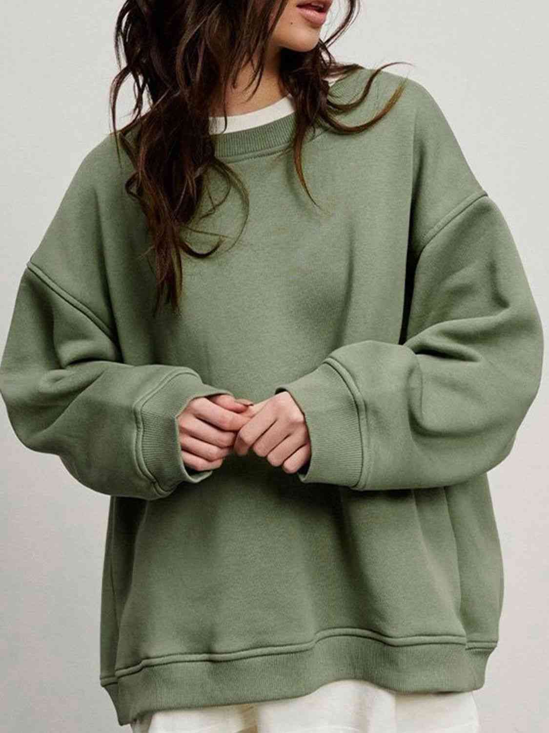 Oversized Round Neck Dropped Shoulder Sweatshirt