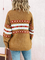 Contrast Color Round Neck Drop Shoulder Sweater