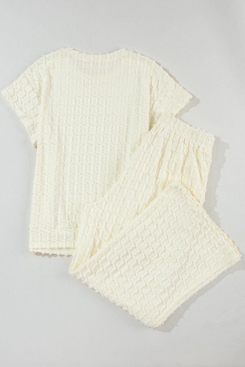 Textured Round Neck Top and Pants Set - Chic & Effortless