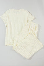 Textured Round Neck Top and Pants Set - Chic & Effortless