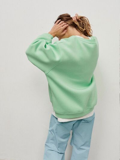 Oversized Round Neck Dropped Shoulder Sweatshirt