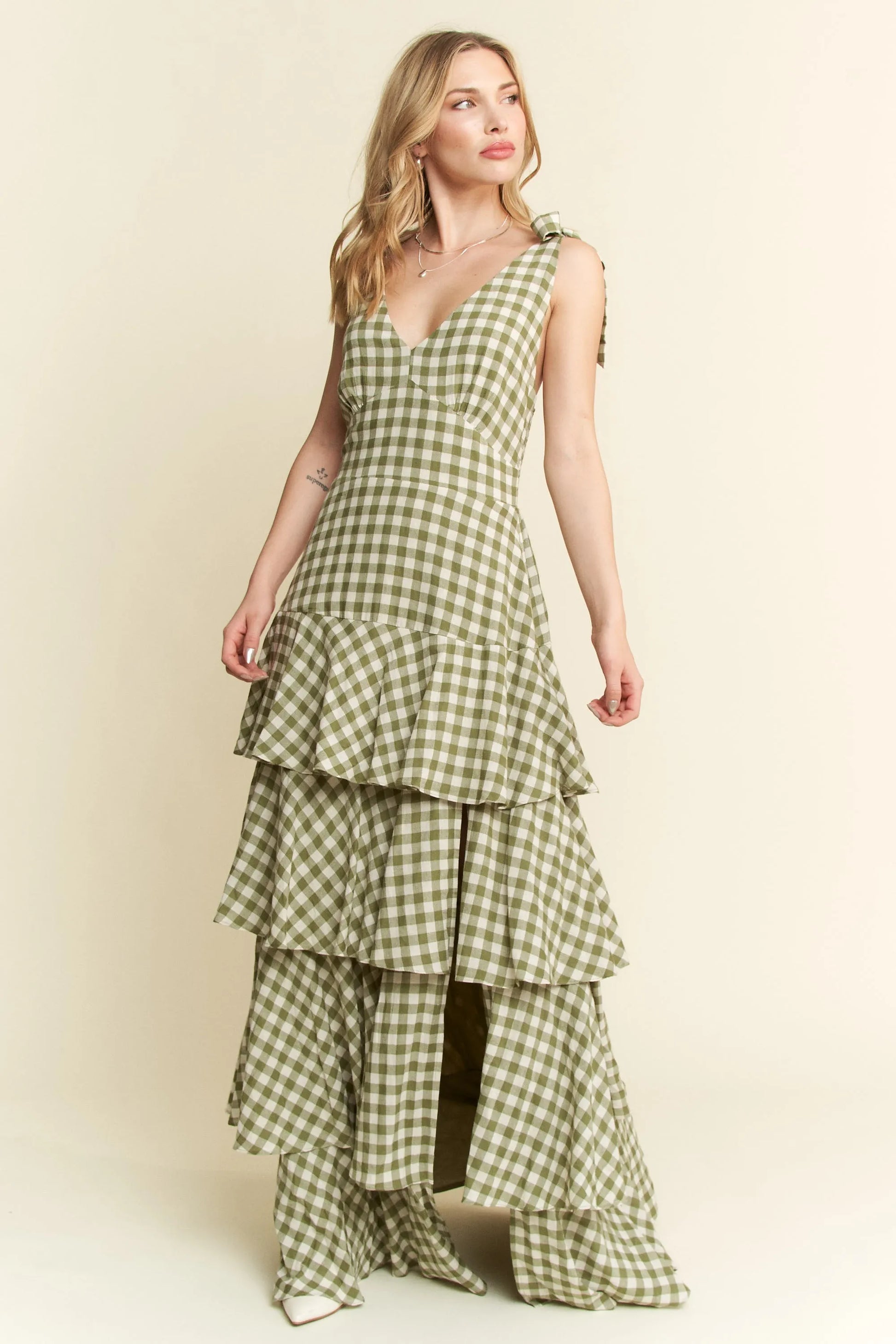 Jade By Jane Gingham Tiered Maxi Dress