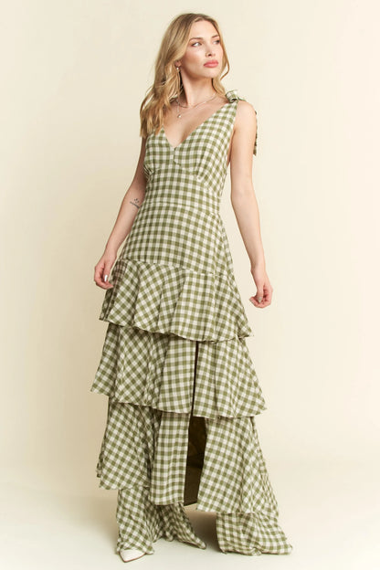 Jade By Jane Gingham Tiered Maxi Dress
