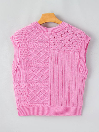 Relaxed Fit Cable-Knit Dolman Sweater Vest
