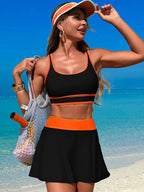 Scoop Neck Swim Set with Skort - Stylish & Comfortable