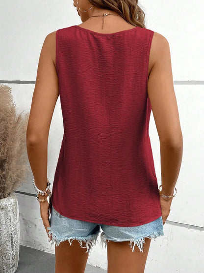 V-Neck Ruched Tank – Chic Sleeveless Top for Effortless Style