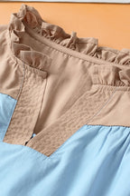 Color Block Ruffled Cap Sleeve Blouse - Chic & Stylish