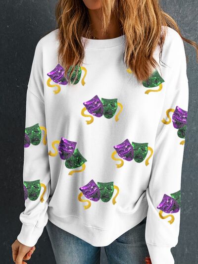 Sequin Round Neck Sweatshirt - Chic & Cozy